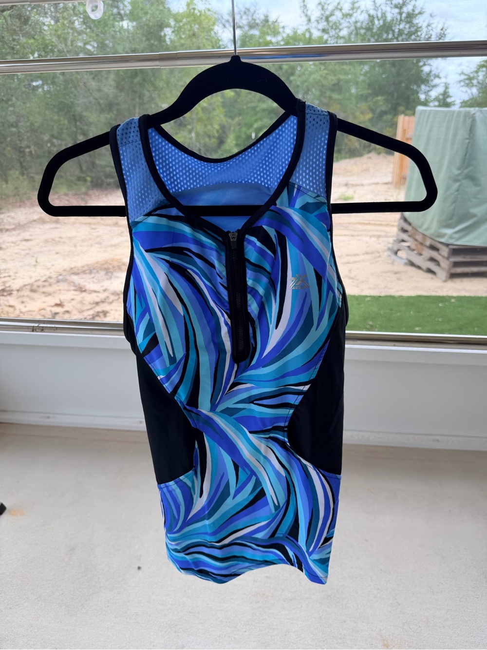 ZeroXposur Scuba Tankini Swim Top Blue Abstract Swirl Size L